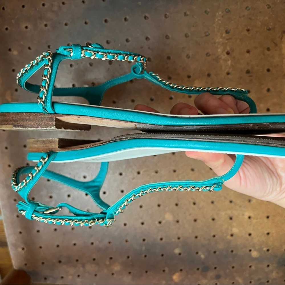 Taking offers! Tiffany blue Chanel sandals 38
